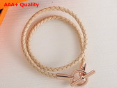 Hermes Glenan Double Tour Bracelet in Beige Swift Calfskin Replica
