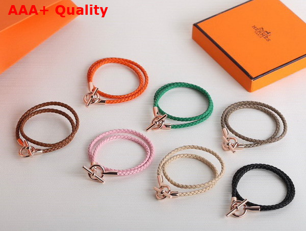 Hermes Glenan Double Tour Bracelet in Green Swift Calfskin Replica