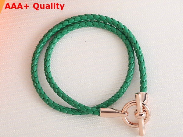 Hermes Glenan Double Tour Bracelet in Green Swift Calfskin Replica