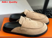 Hermes Go Mule in Beige Argile Suede Goatskin Replica