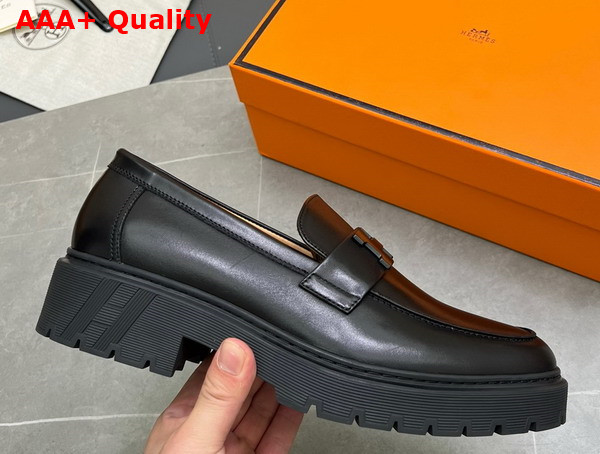 Hermes Gregoire Loafer in Black Calfskin Replica
