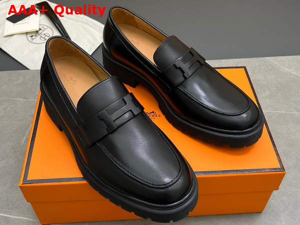 Hermes Gregoire Loafer in Black Calfskin Replica
