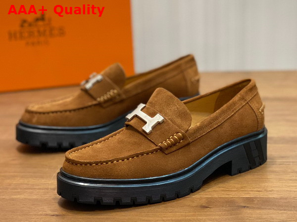 Hermes Gregoire Loafer in Brown Suede Calfskin Replica