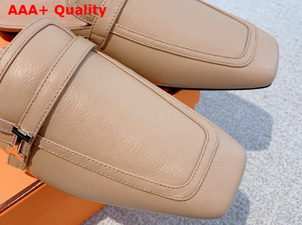 Hermes Groupie Mule in Beige Mastic Goatskin Replica