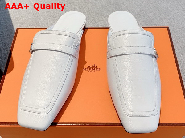 Hermes Groupie Mule in Blanc Goatskin Replica