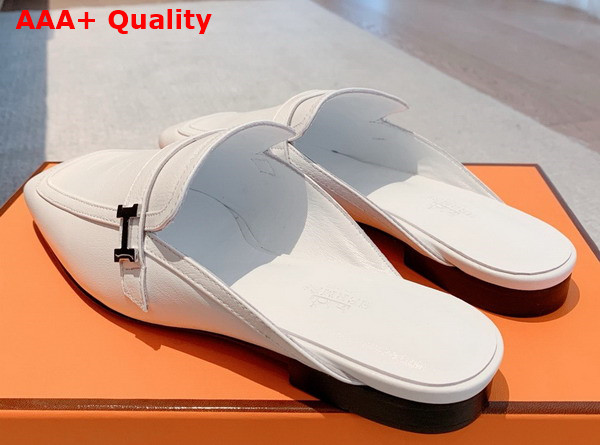 Hermes Groupie Mule in Blanc Goatskin Replica