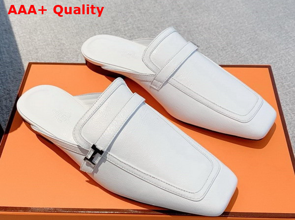 Hermes Groupie Mule in Blanc Goatskin Replica