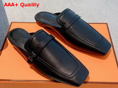 Hermes Groupie Mule in Noir Goatskin Replica