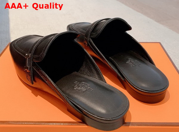 Hermes Groupie Mule in Noir Goatskin Replica