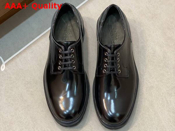 Hermes Guide Derby Shoe in Noir Glossed Calfskin Replica