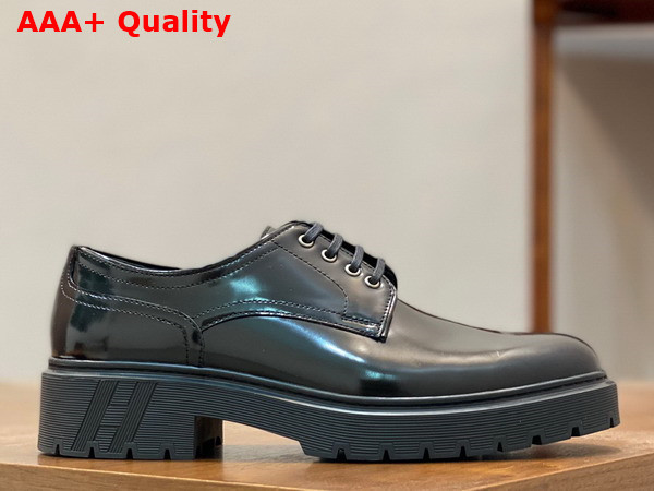 Hermes Guide Derby Shoe in Noir Glossed Calfskin Replica