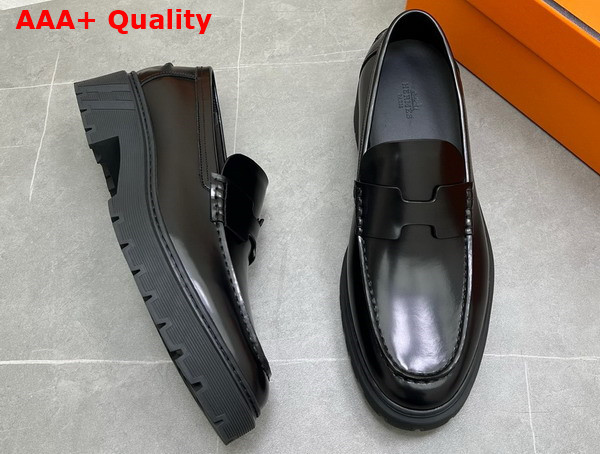 Hermes Guillaume Loafer in Black Polished Calfskin Replica