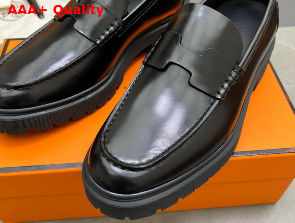 Hermes Guillaume Loafer in Black Polished Calfskin Replica