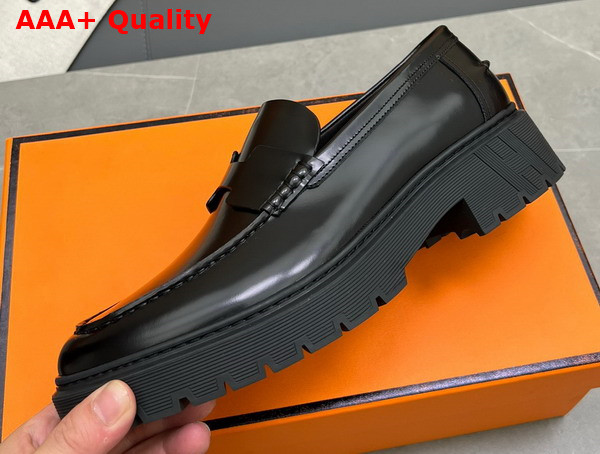 Hermes Guillaume Loafer in Black Polished Calfskin Replica