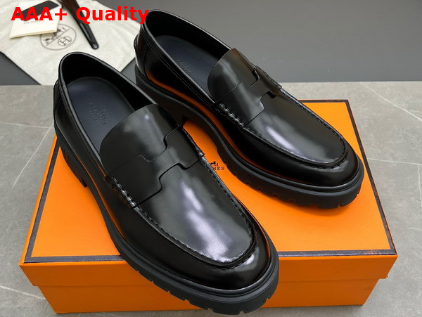 Hermes Guillaume Loafer in Black Polished Calfskin Replica