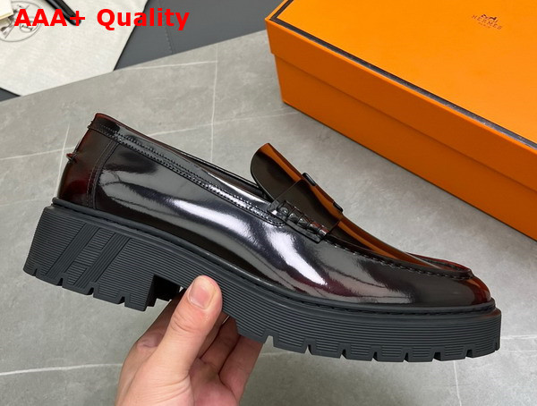 Hermes Guillaume Loafer in Brown Polished Calfskin Replica