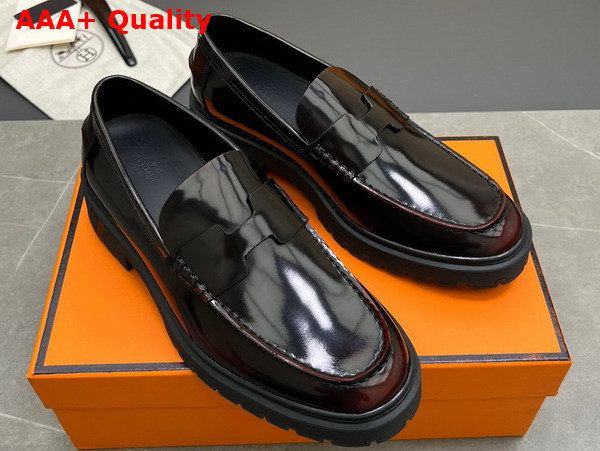 Hermes Guillaume Loafer in Brown Polished Calfskin Replica