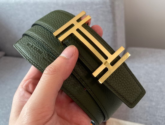 Hermes H Au Carre Belt Buckle Reversible Leather Strap 32mm Graphite Vert De Gris Replica