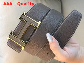 Hermes H Belt Buckle Reversible Leather Strap 38mm Taupe Togo Calfskin Replica