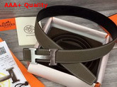Hermes H Belt Buckle Reversible Leather Strap 38mm Togo Calfskin and Smooth Calfskin Grey and Black Replica