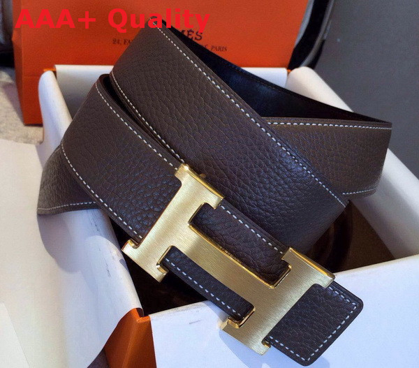 Hermes H Buckle Belt Black with Gold Replica