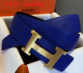 Hermes H Buckle Belt in Blue with Gold Replica
