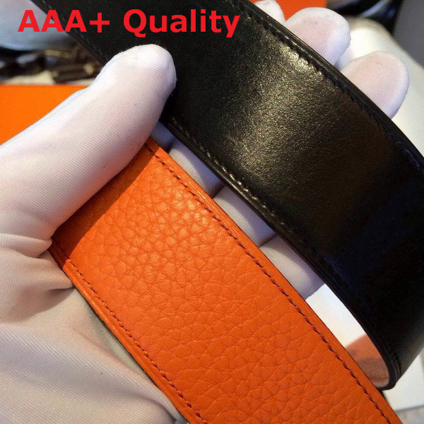 Hermes H Buckle Belt in Orange with Gold Replica
