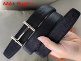 Hermes H D Ancre Belt Buckle Reversible Leather Strap 32 mm Noir Replica