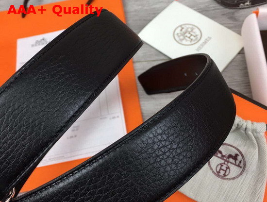 Hermes H DAncre Belt Buckle Reversible Leather Strap 32mm Black Replica