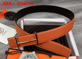 Hermes H DAncre Belt Buckle Reversible Leather Strap 32mm Noir Orange Replica