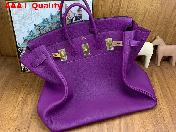 Hermes Hac Birkin 50 Bag in Purple Togo Leather Replica