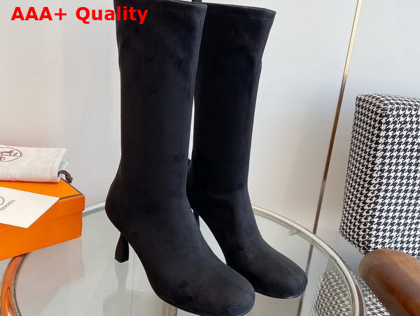 Hermes Halo Boot in Noir Stretch Suede Goatskin Replica