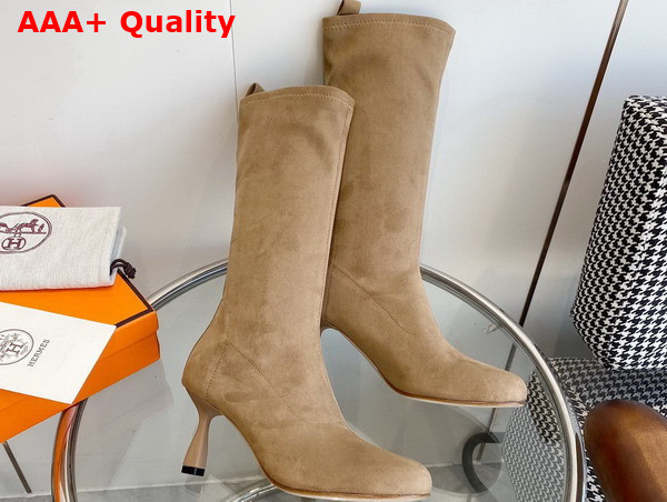 Hermes Halo Boot in Tan Stretch Suede Goatskin Replica