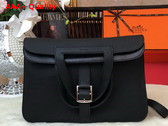 Hermes Halzan 31 Bag in Black Taurillon Clemence Leather Replica
