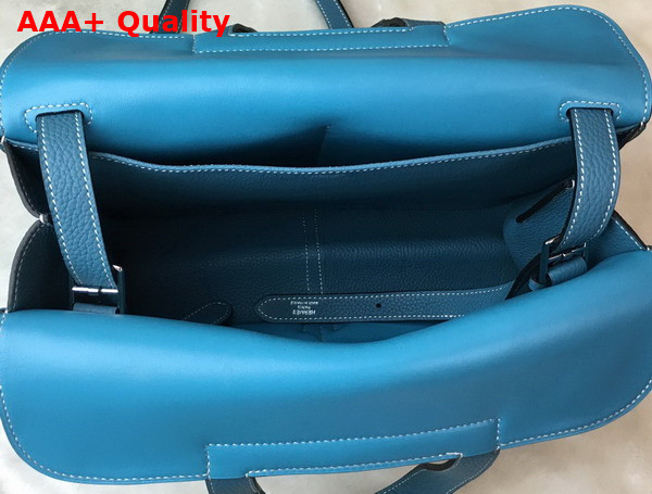Hermes Halzan 31 Bag in Blue Taurillon Clemence Leather Replica