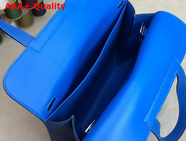 Hermes Halzan 31 Bag in Bright Blue Taurillon Clemence Leather Replica