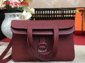 Hermes Halzan 31 Bag in Burgundy Taurillon Clemence Leather Replica
