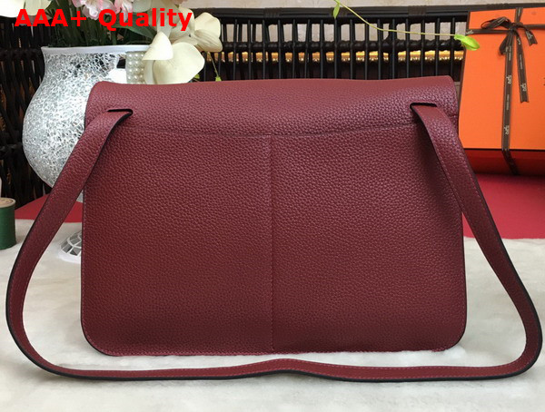 Hermes Halzan 31 Bag in Burgundy Taurillon Clemence Leather Replica