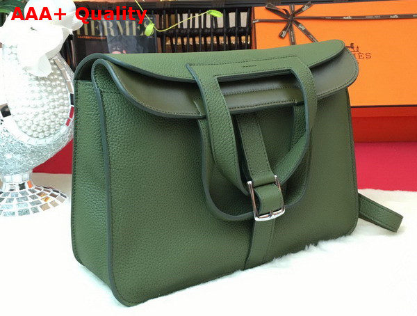 Hermes Halzan 31 Bag in Grass Taurillon Clemence Leather Replica