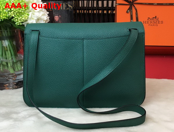 Hermes Halzan 31 Bag in Green Taurillon Clemence Leather Replica