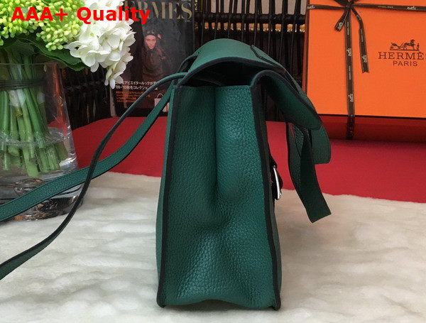 Hermes Halzan 31 Bag in Green Taurillon Clemence Leather Replica