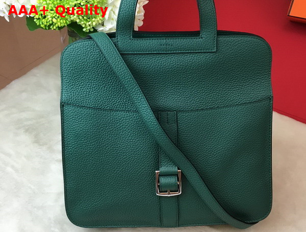 Hermes Halzan 31 Bag in Green Taurillon Clemence Leather Replica