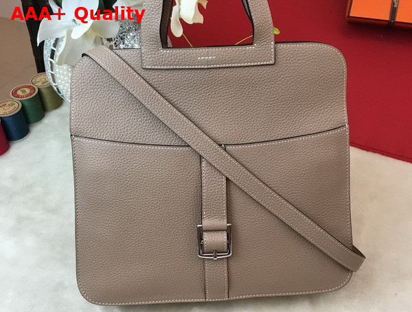 Hermes Halzan 31 Bag in Grey Taurillon Clemence Leather Replica