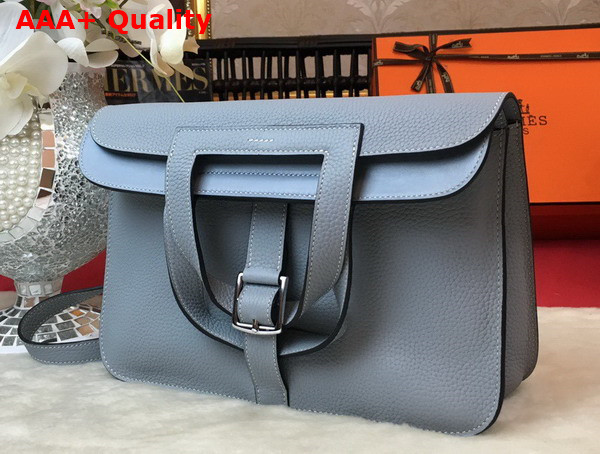 Hermes Halzan 31 Bag in Light Blue Taurillon Clemence Leather Replica