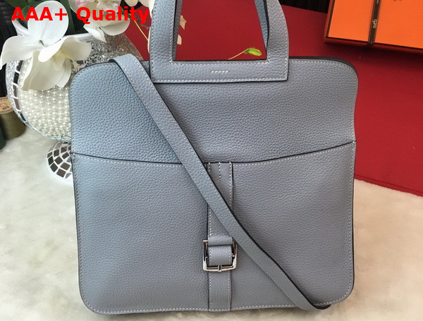 Hermes Halzan 31 Bag in Light Blue Taurillon Clemence Leather Replica