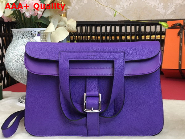 Hermes Halzan 31 Bag in Light Purple Taurillon Clemence Leather Replica