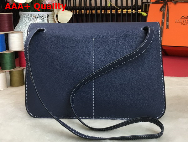 Hermes Halzan 31 Bag in Navy Blue Taurillon Clemence Leather Replica