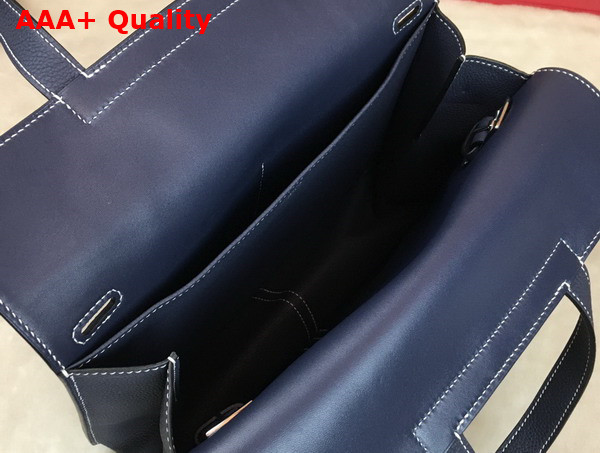Hermes Halzan 31 Bag in Navy Blue Taurillon Clemence Leather Replica