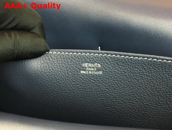 Hermes Halzan 31 Bag in Navy Blue Taurillon Clemence Leather Replica