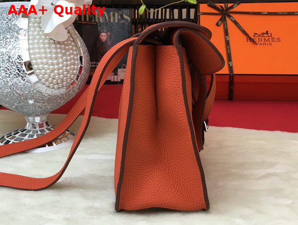 Hermes Halzan 31 Bag in Orange Taurillon Clemence Leather Replica